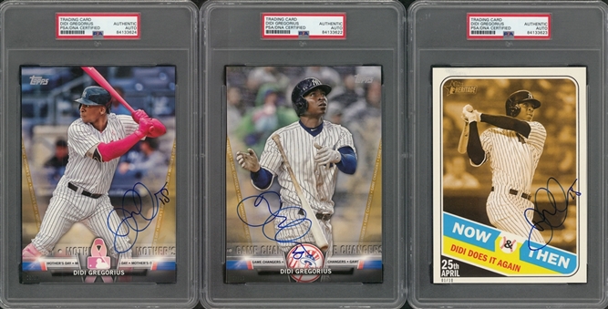 2018 Topps Didi Gregorius 5" x 7" Signed Cards Trio (3 Different) - All PSA/DNA Authenticated